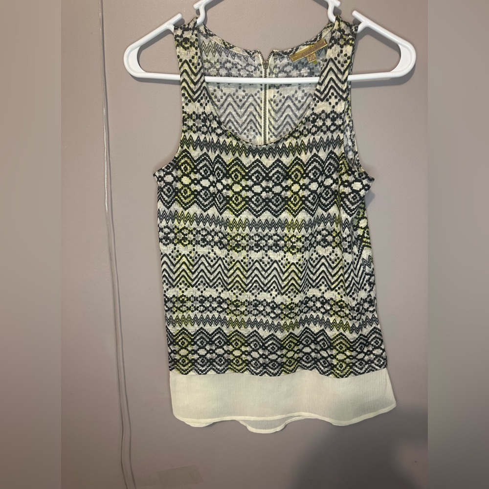Princess Vera Wang Cream and Green Sleeveless Tank Top